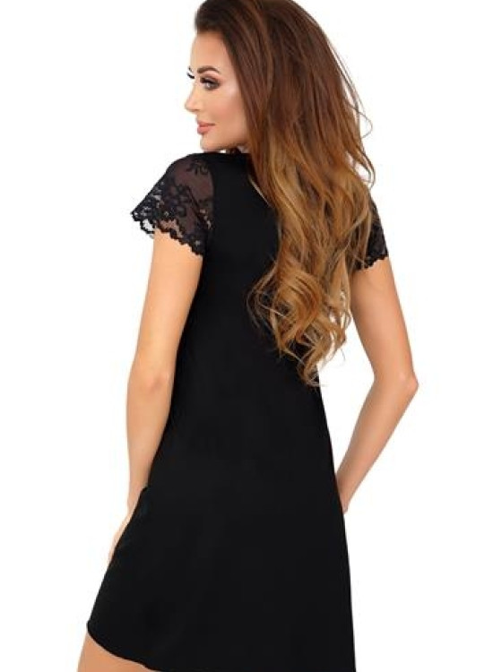 Нощница с къс ръкав в черен цвят Klarisa-Нощници-LadyStyle.bg Нощница с къс ръкав в черен цвят Klarisa-Нощници-LadyStyle.bg