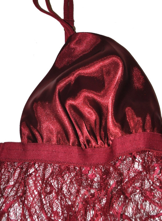 Секси дантелена нощница с прашки в цвят БОРДО BETTY-Нощници-LadyStyle.bg Секси дантелена нощница с прашки в цвят БОРДО BETTY-Нощници-LadyStyle.bg