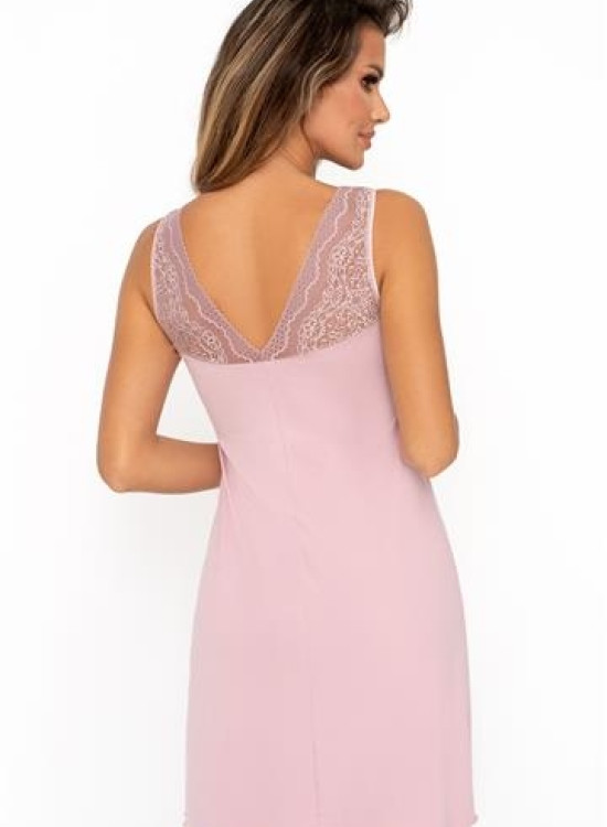 Нощница с широки презрамки в светлорозов цвят Celine II-Нощници-LadyStyle.bg