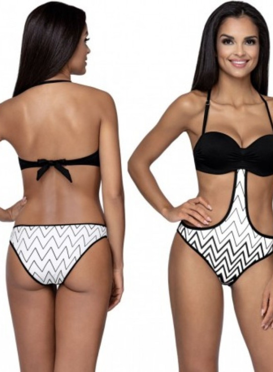Цял бански в черен и бял цвят L4350/0-Цели бански-LadyStyle.bg Цял бански в черен и бял цвят L4350/0-Цели бански-LadyStyle.bg