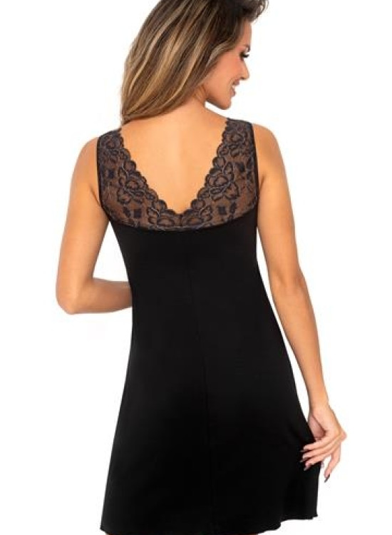 Нощница с широки презрамки в черен цвят Vanessa II-Нощници-LadyStyle.bg