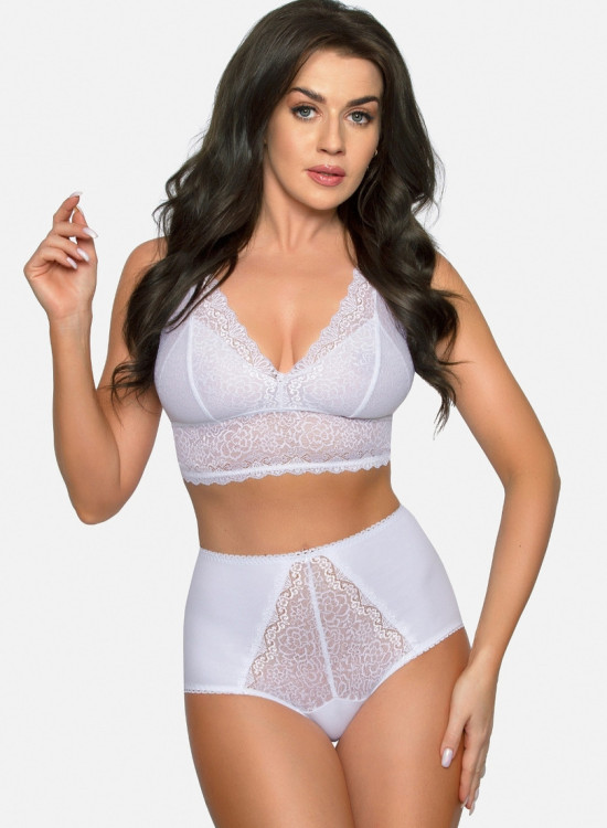 Памучни бикини с висока талия в бял цвят BBL185-Бикини-LadyStyle.bg