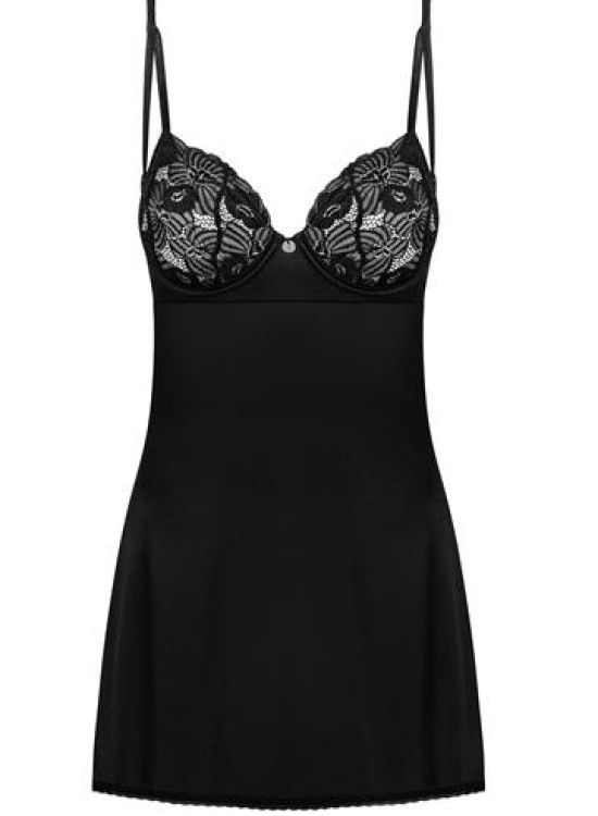 Сатенена нощница с прашки в черен цвят Serena-Нощници-LadyStyle.bg Сатенена нощница с прашки в черен цвят Serena-Нощници-LadyStyle.bg