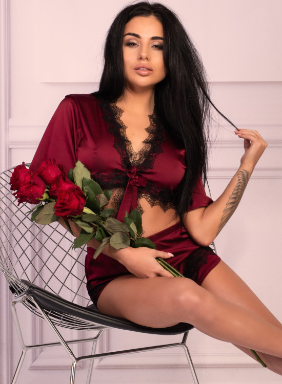 Секси комплект в цвят бордо Maurea-Пижами-LadyStyle.bg Секси комплект в цвят бордо Maurea-Пижами-LadyStyle.bg