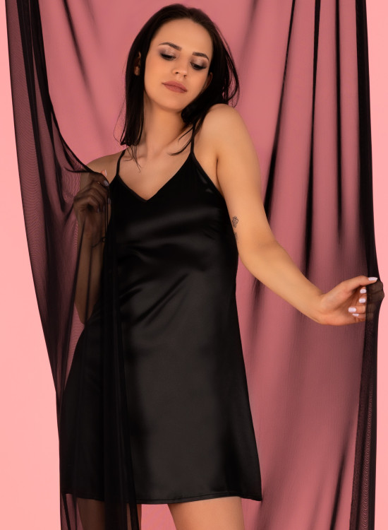 Нежна нощница с тънки презрамки в черно Mirdama-Нощници-LadyStyle.bg Нежна нощница с тънки презрамки в черно Mirdama-Нощници-LadyStyle.bg