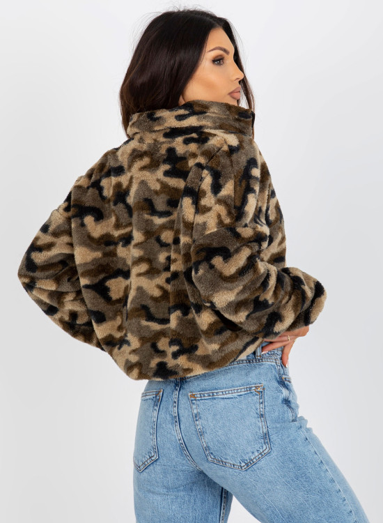 Пухкав дамски суичър в камуфлаж 8432.32X-Суичъри-LadyStyle.bg