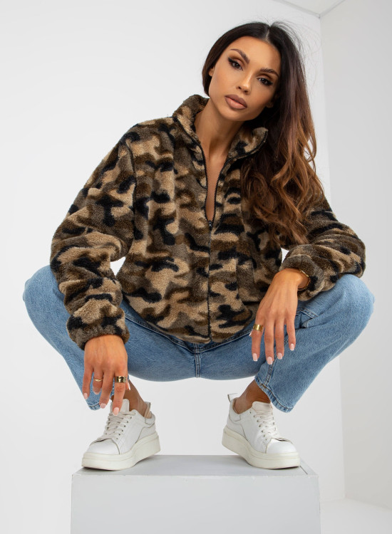 Пухкав дамски суичър в камуфлаж 8432.32X-Суичъри-LadyStyle.bg