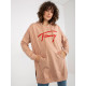 Дълъг дамски суичър в бежов цвят 335.25X-Суичъри-LadyStyle.bg