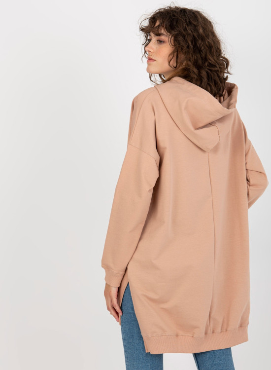 Дълъг дамски суичър в бежов цвят 335.25X-Суичъри-LadyStyle.bg