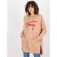 Дълъг дамски суичър в бежов цвят 335.25X-Суичъри-LadyStyle.bg