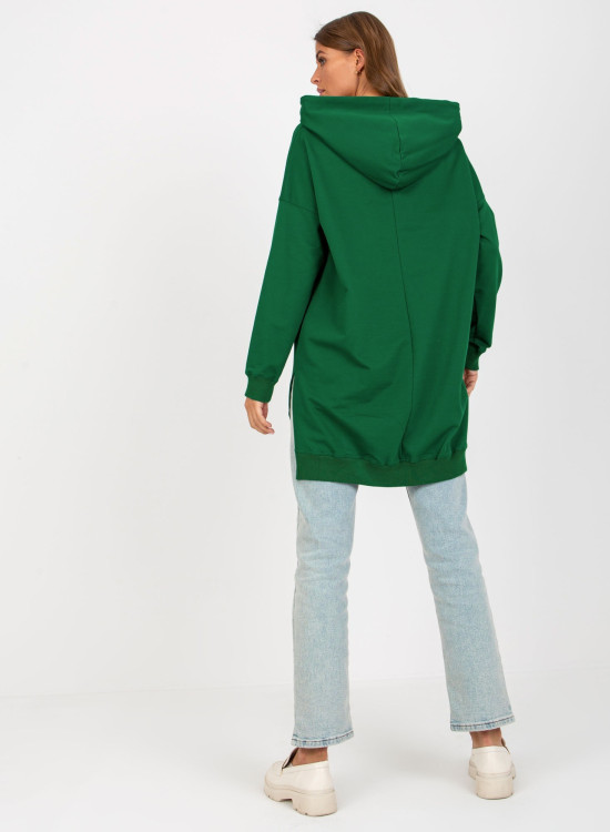 Дълъг дамски суичър в зелен цвят 335.25X-Суичъри-LadyStyle.bg