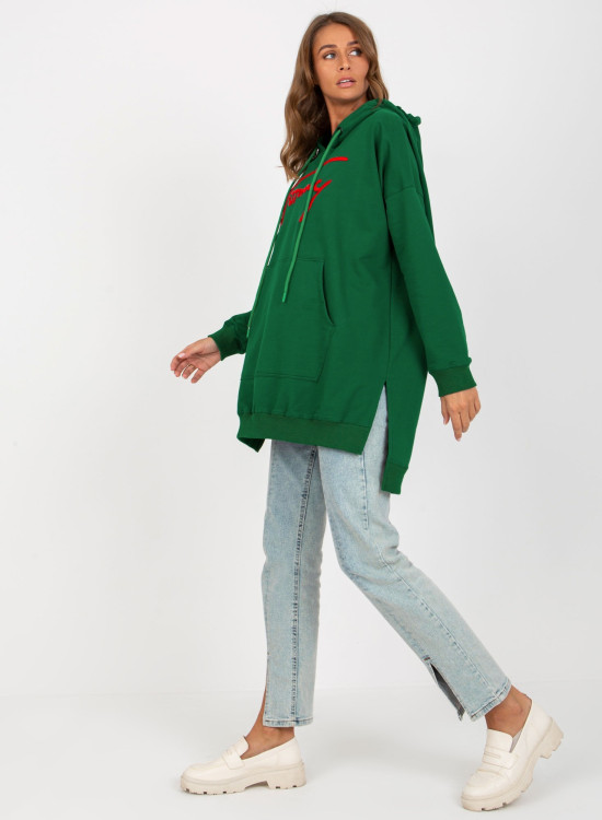 Дълъг дамски суичър в зелен цвят 335.25X-Суичъри-LadyStyle.bg