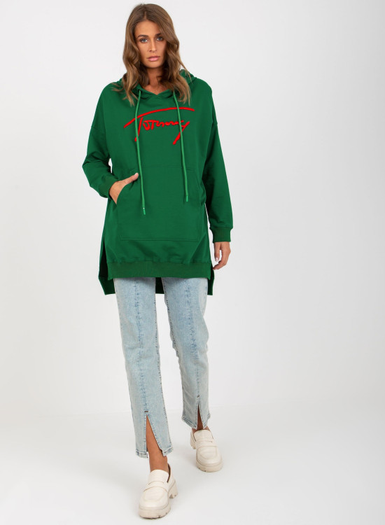 Дълъг дамски суичър в зелен цвят 335.25X-Суичъри-LadyStyle.bg