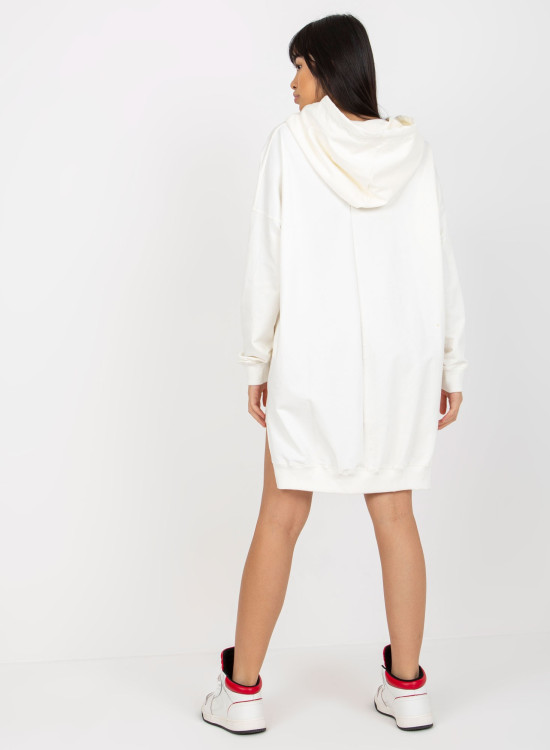 Дълъг дамски суичър в цвят екрю 335.25X-Суичъри-LadyStyle.bg