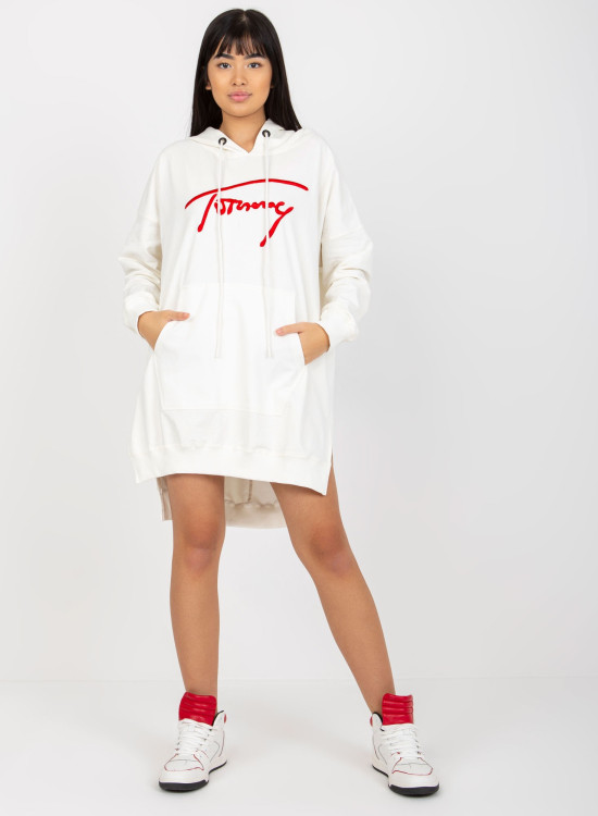 Дълъг дамски суичър в цвят екрю 335.25X-Суичъри-LadyStyle.bg