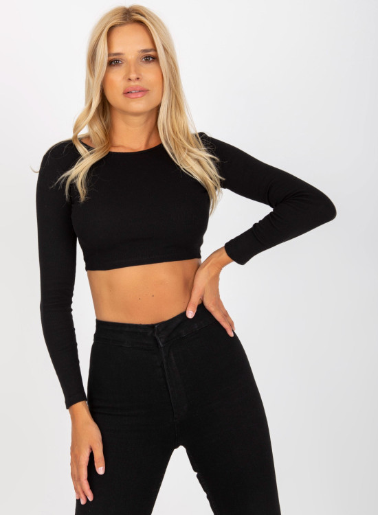 Къса дамска блуза в черен цвят 8010.82-Блузи / Топове-LadyStyle.bg