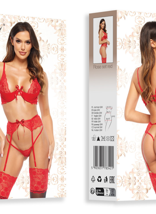 Луксозно секси бельо от три части Rose red-Комплекти-LadyStyle.bg Луксозно секси бельо от три части Rose red-Комплекти-LadyStyle.bg