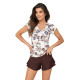Дамска къса пижама в кафяв цвят Naomi 1/2-Пижами-LadyStyle.bg Дамска къса пижама в кафяв цвят Naomi 1/2-Пижами-LadyStyle.bg