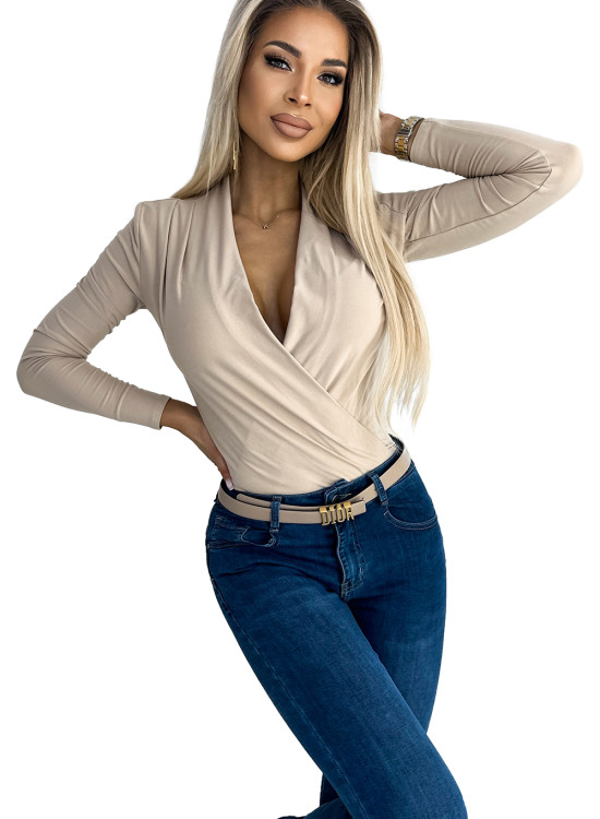 Дамско боди в бежов цвят 375-7-Блузи / Топове-LadyStyle.bg Дамско боди в бежов цвят 375-7-Блузи / Топове-LadyStyle.bg