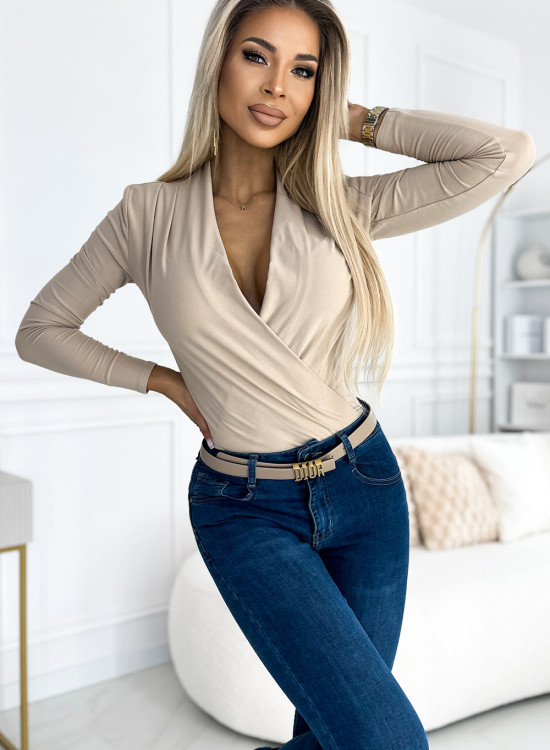Дамско боди в бежов цвят 375-7-Блузи / Топове-LadyStyle.bg Дамско боди в бежов цвят 375-7-Блузи / Топове-LadyStyle.bg