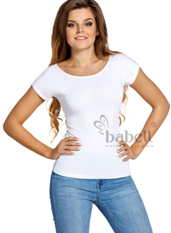 Дамска блуза с къс ръкав в бяло Kiti-Блузи / Топове-LadyStyle.bg
